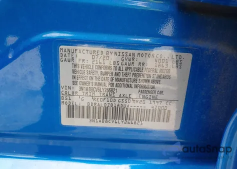 2020 Nissan Sentra Sv Xtronic Cvt from USA, damaged, VIN 3N1AB8CV6LY266821